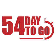 54 day to go label, red flat  promotion icon, Vector stock illustration: For any kind of promotion