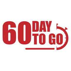 60 day to go label, red flat  promotion icon, Vector stock illustration: For any kind of promotion