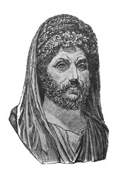 The Marcus Aurelius's portrait, a Roman emperor in the old book God Seekers, by F. Farrar, 1898, St. Petersburg