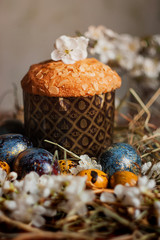 traditional easter muffin and colourfull eggs