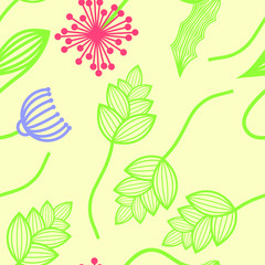 Floral abstract seamless pattern. Vector illustration.