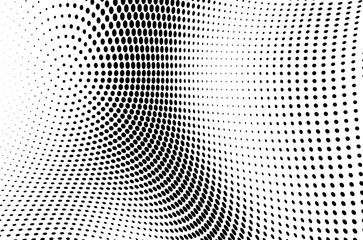 Wave halftone texture. Abstract monochrome chaotic background. Template for printing on wrapping paper, fabric, posters, business cards. Black and white background for websites
