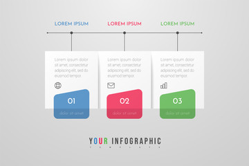 Infographic design with icons and 3 options or steps. Infographics business concept. Can be used for info graphics, flow charts, presentations, web sites, banners, printed materials.