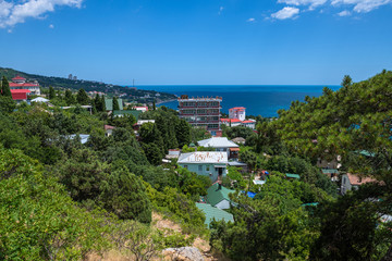Fototapeta na wymiar View of the resort Simeiz village in Crimea