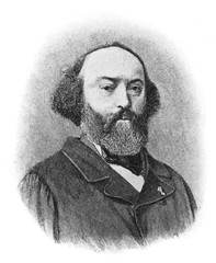 The Théodore Rousseau's portrait, a French painter of the Barbizon school in the old book the History of Painting, by R. Muter, 1887, St. Petersburg