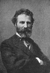 Fototapeta premium The Franz Defregger's portrait, an Austrian artist known for producing genre art and history paintings in the old book the History of Painting, by R. Muter, 1887, St. Petersburg