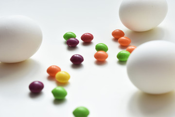 easter eggs on white background