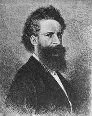 The Hans Makart's portrait, a designer and decorator in the old book the History of Painting, by R. Muter, 1887, St. Petersburg