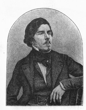The Eugène Delacroix's portrait, a French painter in the old book the History of Painting, by R. Muter, 1887, St. Petersburg