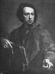 The Anton Raphael Mengs' portrait, a German (Saxon) painter in the old book the History of Painting, by R. Muter, 1887, St. Petersburg