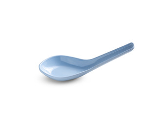 blue soup spoon on white background