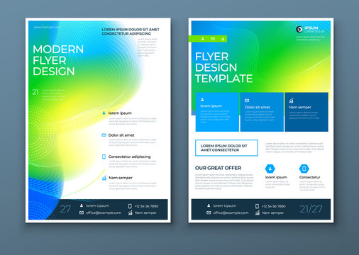 Liquid Abstract Flyer Design. Fluid Dynamic Graphic Element for Modern Brochure, Banner, Poster, Flyer or Presentation Template with Line Pattern Background. Color Flow Flier Frame illustration.