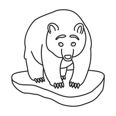Brown bear vector icon.Outline vector icon isolated on white background brown bear.