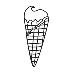 Waffle cone vector icon.Outline vector icon isolated on white background waffle cone.