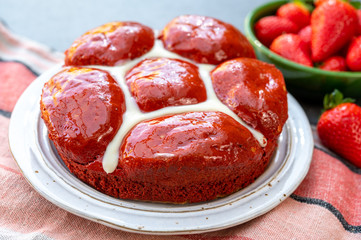 Sweet red velvet brioche cake from Brabant, Netherlands