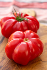 Sweet pink monterosa tomatoes close up