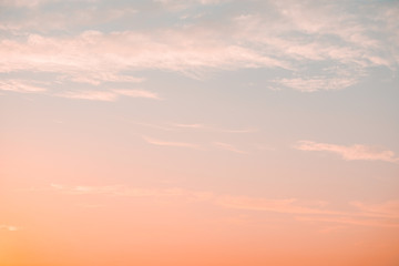 sunset sky with clouds in pastel tone