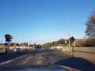 nature and road and buildings in a stunning morning