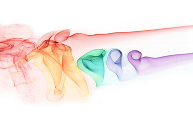 Colored smoke on white background