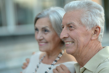 Portrait of cheerful senior couple at home