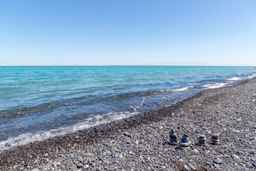 Alakol lake. It is a healing lake in Kazakhstan. Akshi and Kotkuma resorts, Almaty region,...