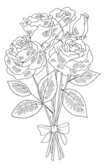 Rose flower graphic black white isolated bouquet sketch illustration vector