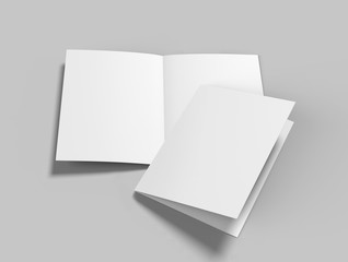 Blank half fold brochure template for mock up and presentation design. 3d render illustration.