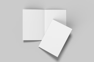 Blank half fold brochure template for mock up and presentation design. 3d render illustration.