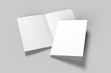 Blank half fold brochure template for mock up and presentation design. 3d render illustration.