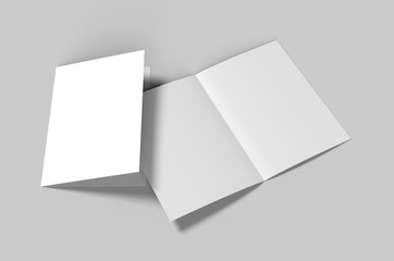 Blank half fold brochure template for mock up and presentation design. 3d render illustration.