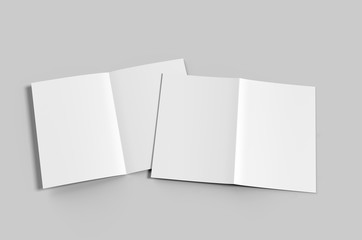Blank half fold brochure template for mock up and presentation design. 3d render illustration.