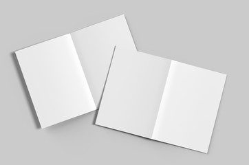 Blank half fold brochure template for mock up and presentation design. 3d render illustration.