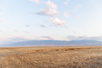 Beautiful mountains near Alakol lake. Alakol lake is a healing lake in Kazakhstan near the border with China. Akshi and Kotkuma resorts, Almaty region, Kazakhstan Republic.