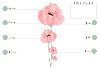 WEEKLY ORGANIZER IN WATERCOLOR EFFECT