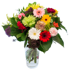 Isolated bouquet of flowers in a vase 