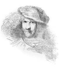 The Giovanni Benedetto Castiglione's portrait, an Italian Baroque painter, printmaker and draftsman, of the Genoese school in the old book Histoire des Peintres, by M. Blanc, 1868, Paris