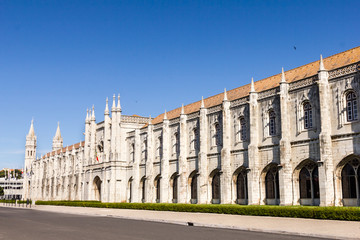 Fototapeta na wymiar The Jeronimos Monastery and the Church of Santa Maria in Belem, Lisbon, Portugal