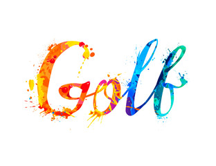 Golf. Vector calligraphic splash paint letters word