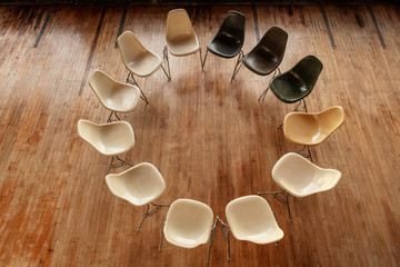 Empty chairs in circle