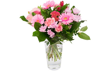 Colorful flower bouquet in a vase isolated
