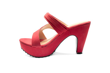 Red shoes high heels isolated on a white background. Object with clipping path.