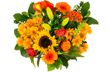 Fototapeta premium Colorful flower bouquet in a vase isolated