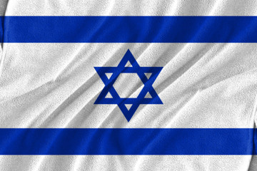 Fabric wavy texture national flag of Israel.