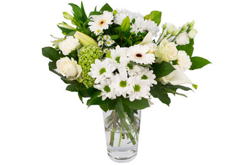 Colorful flower bouquet in a vase isolated