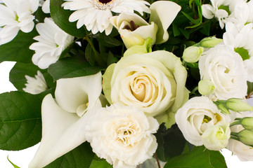 Colorful flower bouquet in a vase isolated