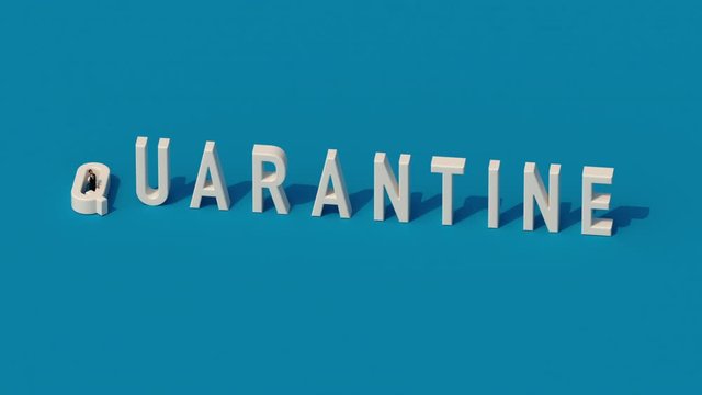 Quarantine Graphic on blue background