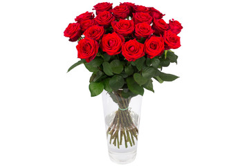 Rose flower bouquet in a vase isolated