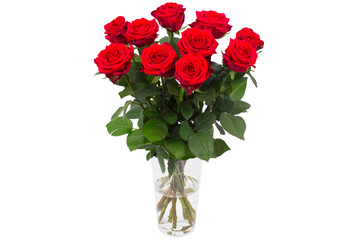 Rose flower bouquet in a vase isolated