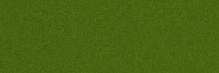 Fotobehang Close-up long and wide texture of natural green fabric or cloth in green yellow color. Fabric texture of natural cotton or linen textile material. Green canvas background. © Papin_Lab