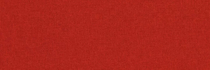 Poster Close-up long and wide texture of natural red fabric or cloth in light red color. Fabric texture of natural cotton or linen textile material. Red canvas background. © Papin_Lab